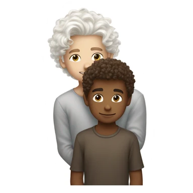 Curly white hair boy kissing brown hair boy  sticker