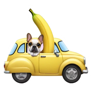 Banana car with a French bulldog in the car sticker