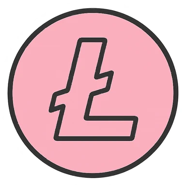 Litecoin symbol in pastel pink, minimal style sticker