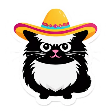 Gato gordo blanco usando un sombrero tejano  sticker