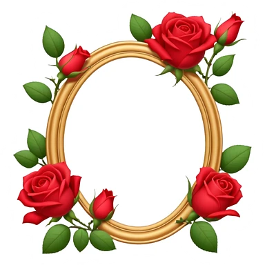 Highly detailed Delicate red rosebuds around the outline of photo frame sticker