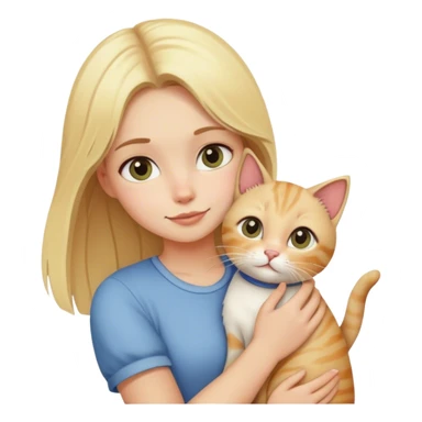 Blonde girl holding cat sticker