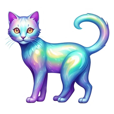 Colorful vibrant transparent iridescent luminescent ethereal fantasy-lynx-leopard-cheetah-caracal-serval-feline-animal, full-body sticker
