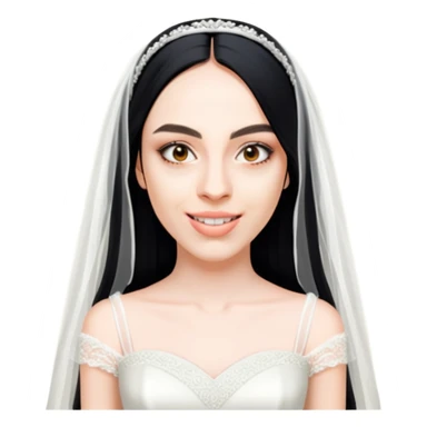Bride with long black hair sticker