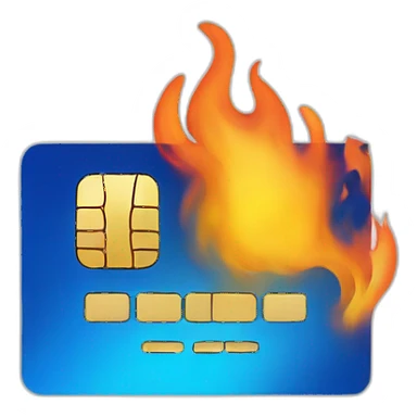 blue credit card on fire sticker