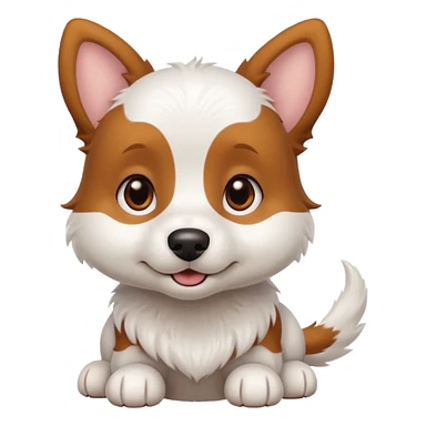 White dog with brown eyes and some long body and white ears with brown spots curved on the sides sticker
