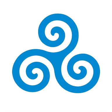 Change the Celtic Triskele Spiral symbol to a blue color, keep the style and shape the same. sticker