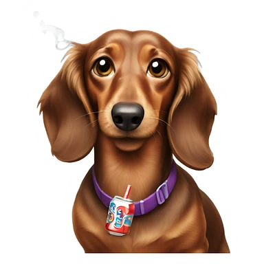 longhaired dachshund drinking cola sticker