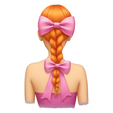 orange hair from behind with a pink bow sticker