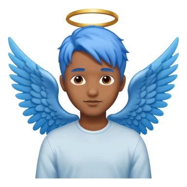 brown guy ,blue hair,  angel sticker