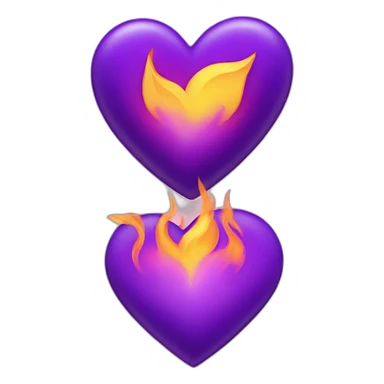 Purple heart with fire sticker