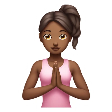 White skin Brunette Girl doing praying yoga pose in pink tones half body sticker