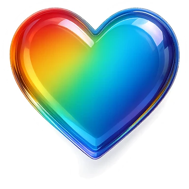 heart icon with a rainbow glass effect, digital illustration sticker