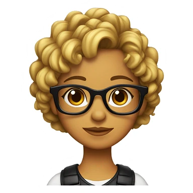 Chica con cabello rizado color negro, piel clara y que use lentes y sus ojos sean color negro también   sticker