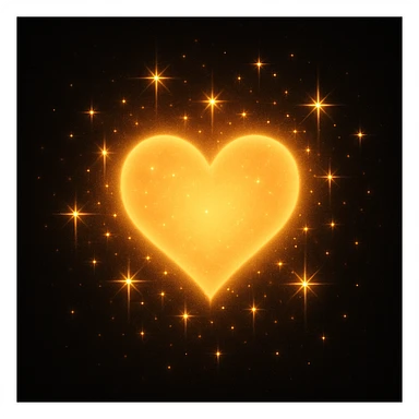 heart with radiant sparkles, glowing sticker