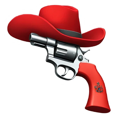 Grey revolver with red hat sticker