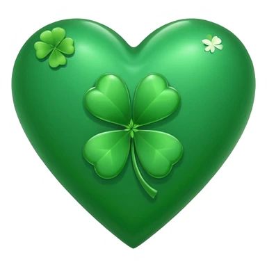 green heart with a clover sticker