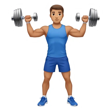 man with blue shorts doing side-lateral raise (T pose) with light dumbbells sticker