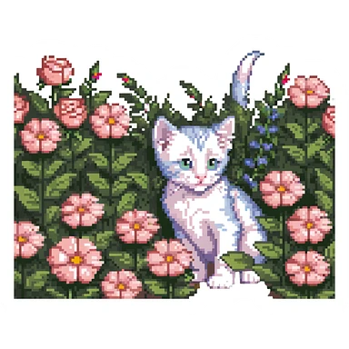 Kitten smells flowers sticker