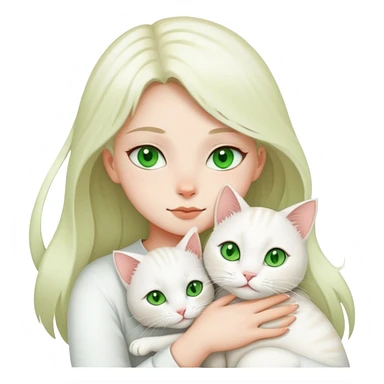 a white jinjila cat with green eyes,a girl hugs it sticker
