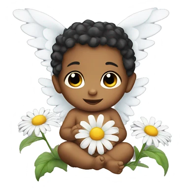 Baby angel with a daisy flower sticker