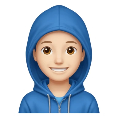emoji of a person wearing a blue hoodie smiling sticker