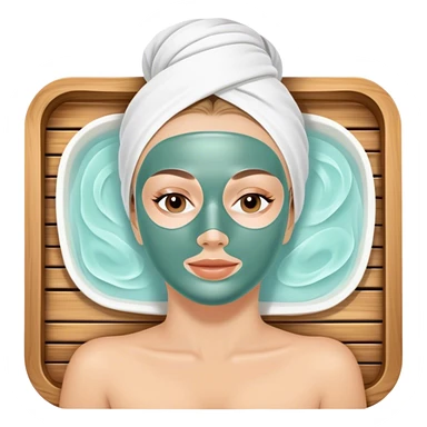 White lady with face mask spa beauty full face relaxing sticker