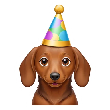 Dachshund wearing a party hat sticker