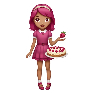 Raspberry torte human full body and legs girl with a raspberry barrette on her head sticker