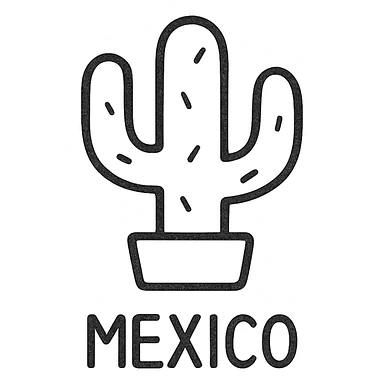 hand-drawn outlined icon of a cactus representing Mexico sticker