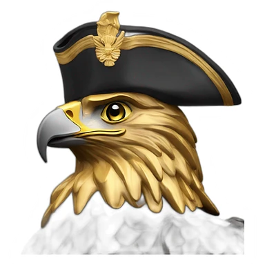 statue golden eagle with napoleon tricorne hat sticker