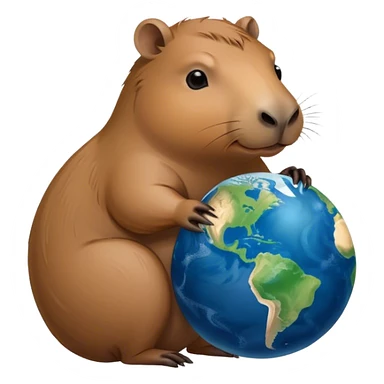 Capybara holding planet earth sticker