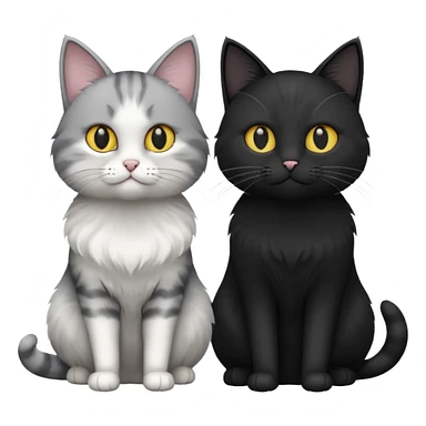 White and grey cat and black cat sticker