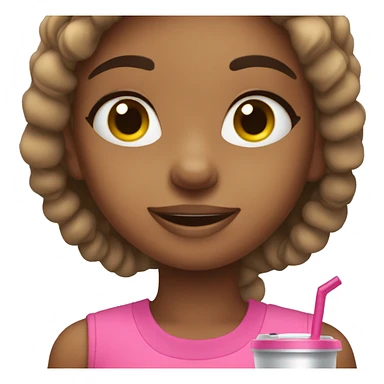 Girl holding tumbler with workout clothes and smiling sticker