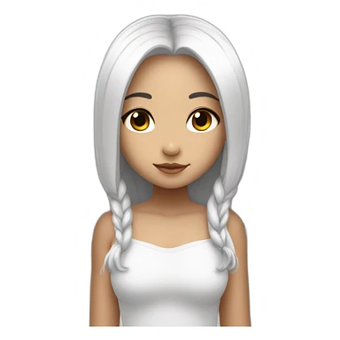 girl with angel wings on her back and white straight hair like chibi sticker