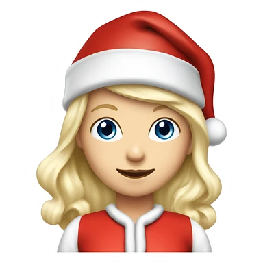 White blond girl as santa claus With hat  sticker