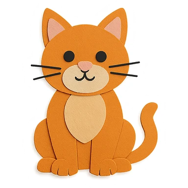 cat sitting with simple background in paper-craft style sticker