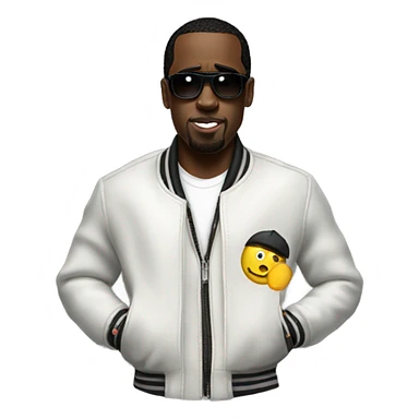 P Diddy with a jacket sticker