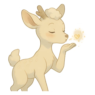 vanilla cloud doe blowing a sparkling kiss, soft ghibli style sticker