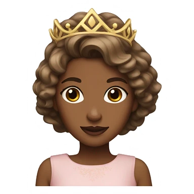 Princess with brown wavey hair and brown skin sticker