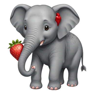 Elephant strawberry feeding birds sticker