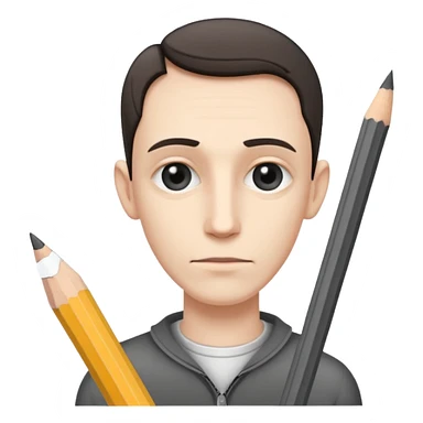 a very thin man next to a pencil sticker