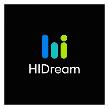 create high dream logo like this with text "HIDream", black background  sticker