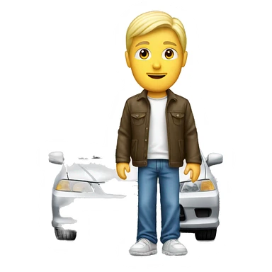  Blonde male standing in front of honda civic 1.6 ies car sticker