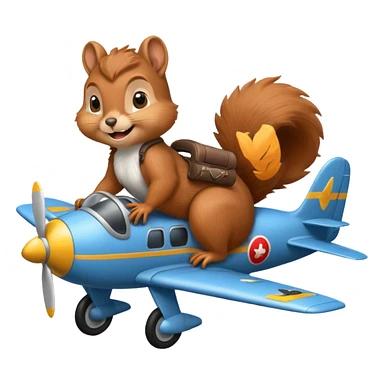 Squirrel riding an airplane sticker