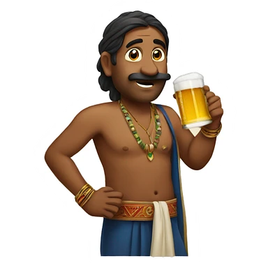 An indian man driking a beer sticker