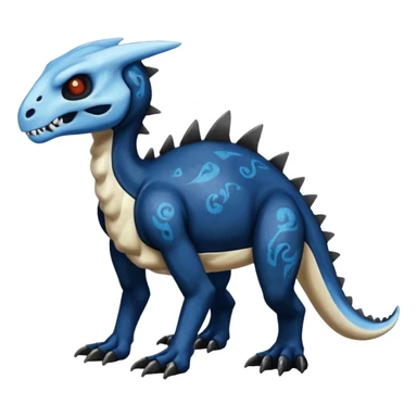 Shiny Dark Black And Blue Duskull-Cubone-Salandit-Fakémon-hybrid-creature (full body)  sticker