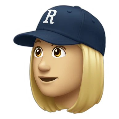 a navy baseball cap with a white letter R on the front sticker