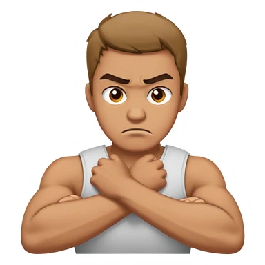 Guy crossed arms holding his neck angry  sticker