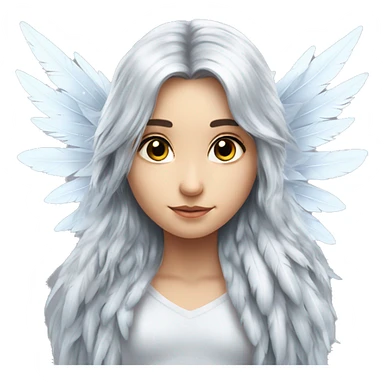 big wings, silver, feather, icy ,snowflake, Beautiful, fairy, long hair sticker